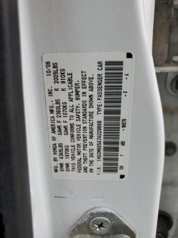 1HGCM66547A029868 - 2007 HONDA ACCORD EX WHITE photo 12