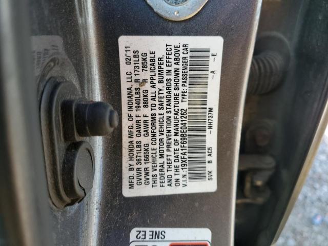 19XFA1F69BE041262 - 2011 HONDA CIVIC LX-S Gris photo 13