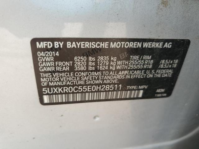 5UXKR0C55E0H28511 - 2014 BMW X5 XDRIVE35I SILVER photo 12