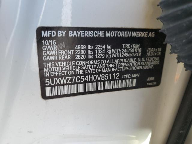 5UXWZ7C54H0V85112 - 2017 BMW X3 SDRIVE28I WHITE photo 13