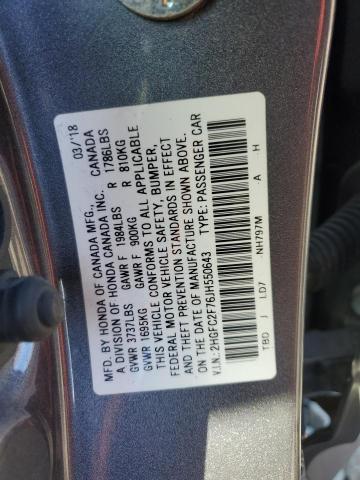 2HGFC2F76JH550643 - 2018 HONDA CIVIC EX GRAY photo 12