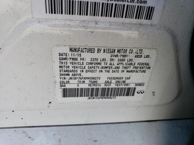 JN1BV7APXFM358273 - 2015 INFINITI Q50 BASE WHITE photo 12
