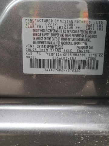 3N1AB7AP2HY372320 - 2017 NISSAN SENTRA S GRAY photo 13