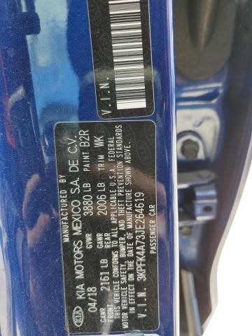 3KPFK4A73JE264619 - 2018 KIA FORTE LX BLUE photo 13