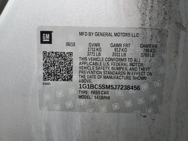 1G1BC5SM5J7238456 - 2018 CHEVROLET CRUZE LS SILVER photo 12