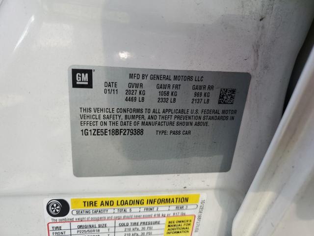 1G1ZE5E18BF279388 - 2011 CHEVROLET MALIBU LTZ თეთრი ფოტო 12