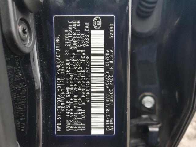 4T1K61AK3LU507898 - 2020 TOYOTA CAMRY XSE BLACK photo 12