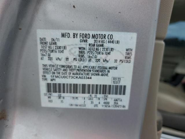 1FMCU0C73CKA03344 - 2012 FORD ESCAPE XLS SILVER photo 12