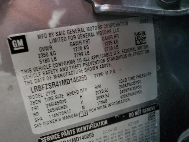 LRBFZSR41MD140265 - 2021 BUICK ENVISION AVENIR GRAY photo 13