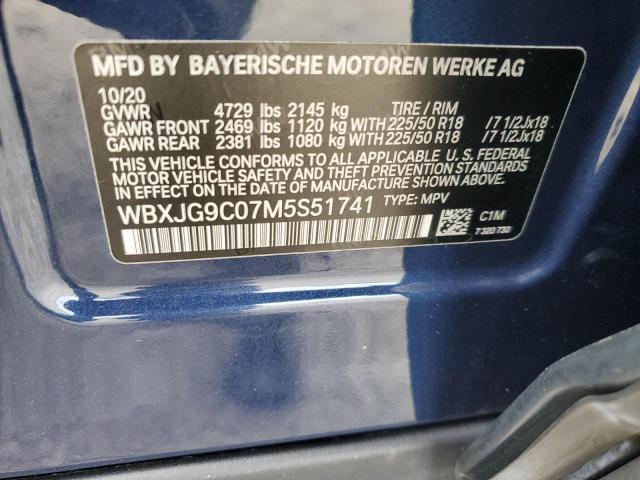 WBXJG9C07M5S51741 - 2021 BMW X1 XDRIVE28I BLUE photo 13