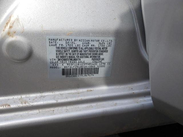 3N1CN8EV7ML869174 - 2021 NISSAN VERSA SV SILVER photo 13