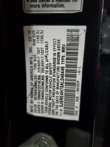 5J6RE4H79AL048446 - 2010 HONDA CR-V EXL BLACK photo 13