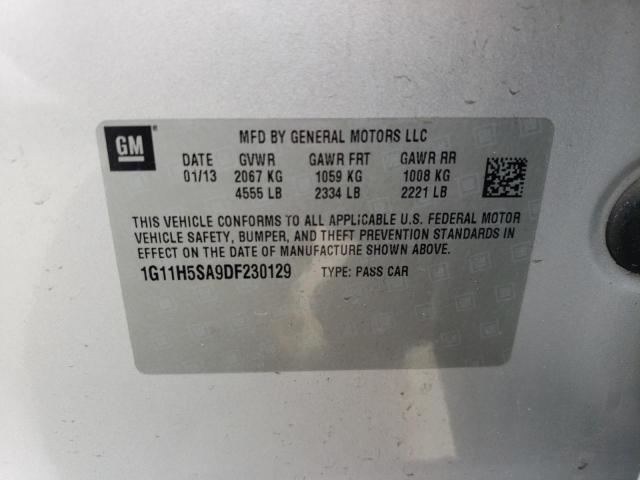 1G11H5SA9DF230129 - 2013 CHEVROLET MALIBU LTZ 银色 照片 13