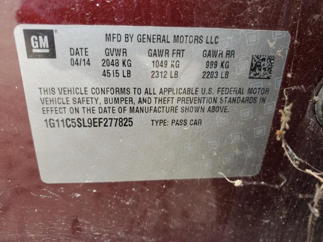 1G11C5SL9EF277825 - 2014 CHEVROLET MALIBU 1LT MAROON photo 12