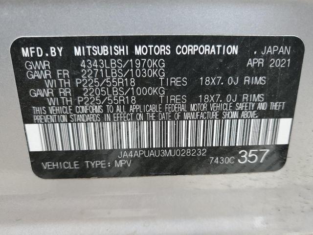 JA4APUAU3MU028232 - 2021 MITSUBISHI OUTLANDER ES SILVER photo 13