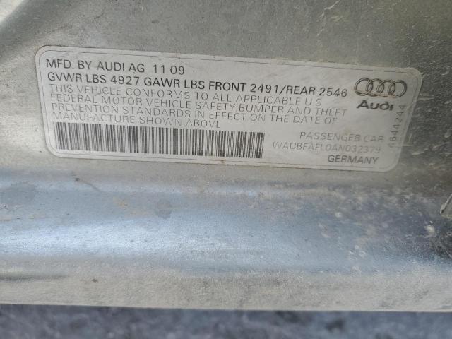 WAUBFAFL0AN032379 - 2010 AUDI A4 PREMIUM GRAY photo 12