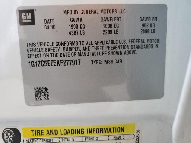 1G1ZC5E05AF277917 - 2010 CHEVROLET MALIBU 1LT თეთრი ფოტო 12