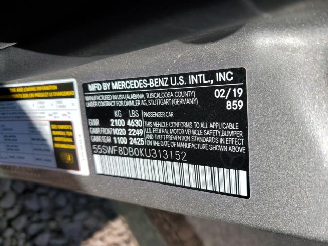 55SWF8DB0KU313152 - 2019 MERCEDES-BENZ C 300 SILVER photo 12