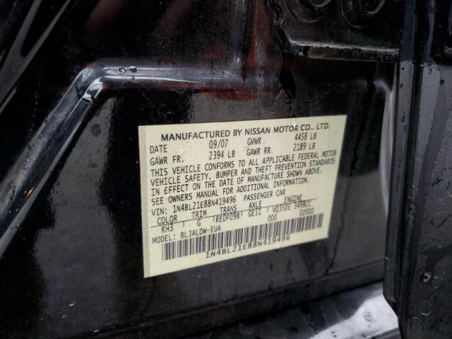 1N4BL21E88N419496 - 2008 NISSAN ALTIMA 3.5SE BLACK photo 12