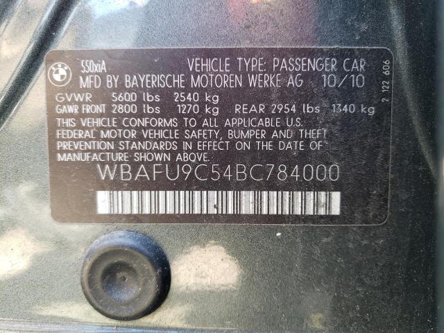 WBAFU9C54BC784000 - 2011 BMW 550 XI CHARCOAL photo 12