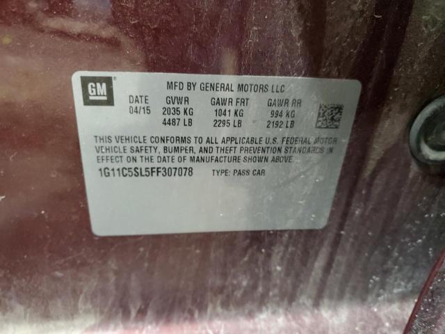 1G11C5SL5FF307078 - 2015 CHEVROLET MALIBU 1LT BURGUNDY photo 12