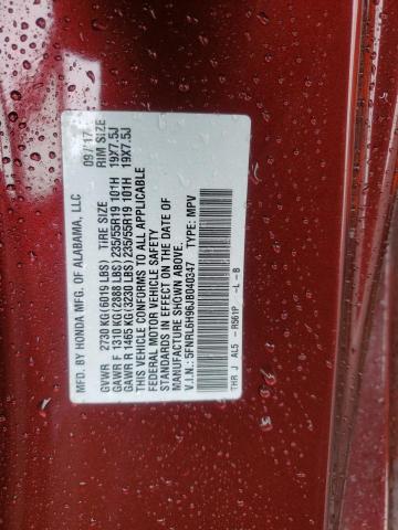 5FNRL6H96JB040347 - 2018 HONDA ODYSSEY ELITE Բորդո լուսանկար 13