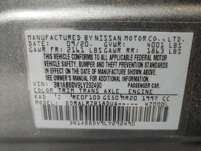 3N1AB8DV9LY292490 - 2020 NISSAN SENTRA SR GRAY photo 12