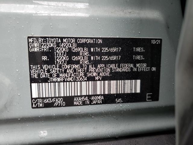 JTMRWRFV4MD130634 - 2021 TOYOTA RAV4 XLE GREEN photo 13