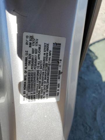 5FNRL5H6XDB038993 - 2013 HONDA ODYSSEY EXL SILVER photo 12