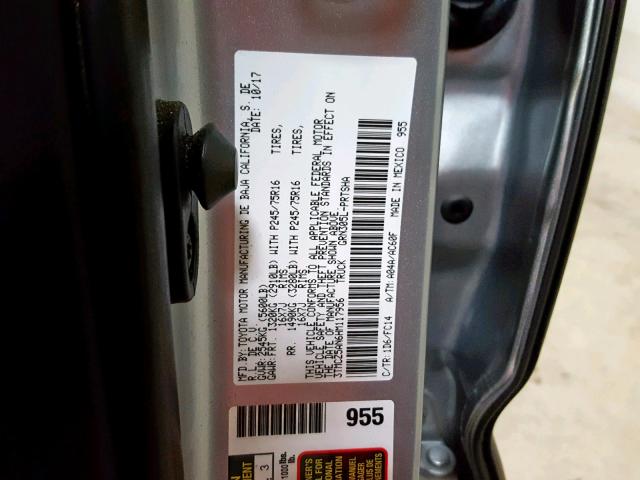 3TMCZ5AN6HM117956 - 2017 TOYOTA TACOMA DOUBLE CAB  照片 10