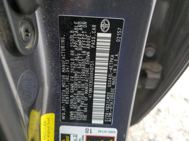 4T1BK1EB5DU040751 - 2013 TOYOTA AVALON BASE 灰色 照片 12