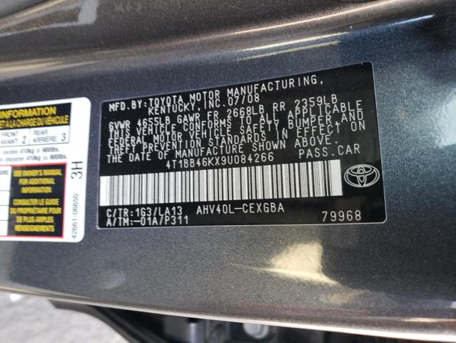 4T1BB46KX9U084266 - 2009 TOYOTA CAMRY HYBRID GRAY photo 12