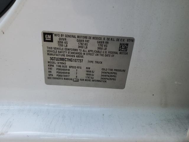 3GTU2MEC7HG107737 - 2017 GMC SIERRA K1500 SLE WHITE photo 12