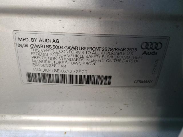 WAUKF78EX6A272927 - 2006 AUDI A4 2.0T AVANT QUATTRO SILVER photo 13