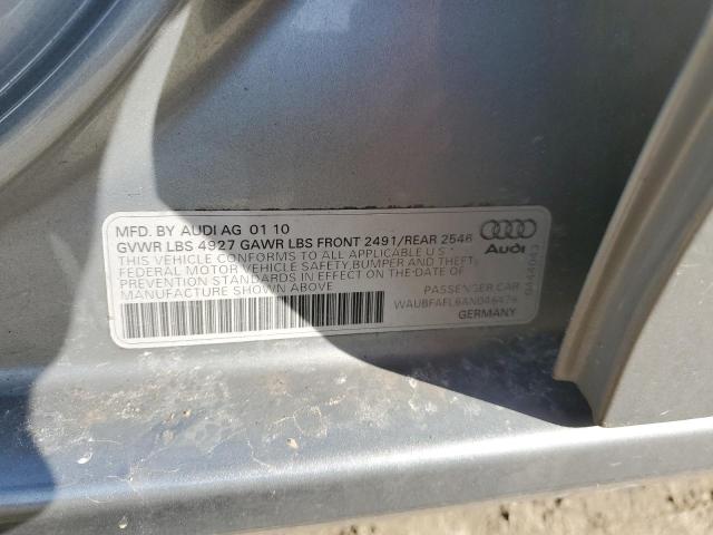 WAUBFAFL6AN046478 - 2010 AUDI A4 PREMIUM GRAY photo 13