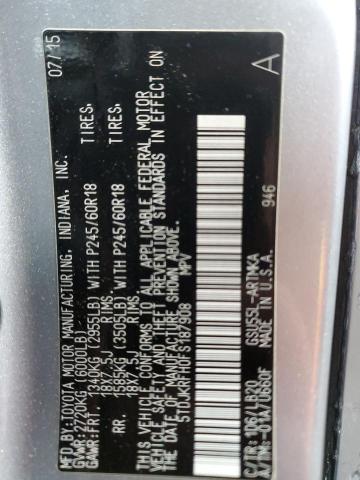 5TDJKRFH0FS187908 - 2015 TOYOTA HIGHLANDER XLE 银色 照片 14