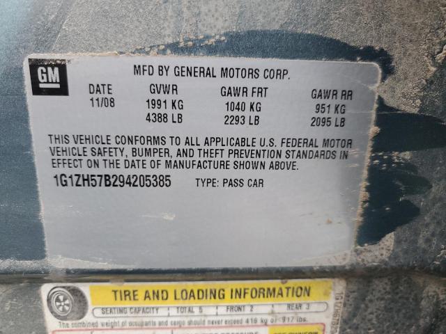 1G1ZH57B294205385 - 2009 CHEVROLET MALIBU 1LT TEAL photo 12