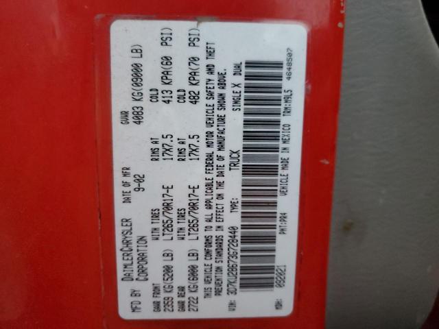 3D7KU28673G728440 - 2003 DODGE RAM 2500 ST წითელი ფოტო 12