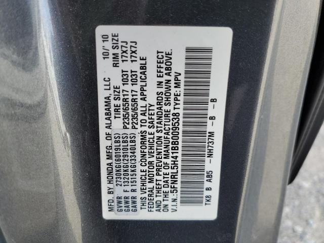 5FNRL5H41BB009538 - 2011 HONDA ODYSSEY EX GRAY photo 13