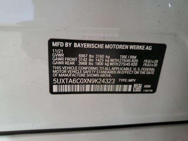 5UXTA6C0XN9K24323 - 2022 BMW X5 XDRIVE45E WHITE photo 14