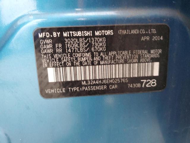 ML32A4HJ6EH025765 - 2014 MITSUBISHI MIRAGE ES BLUE photo 12