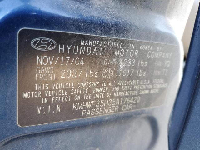 KMHWF35H35A176420 - 2005 HYUNDAI SONATA GLS BLUE photo 12