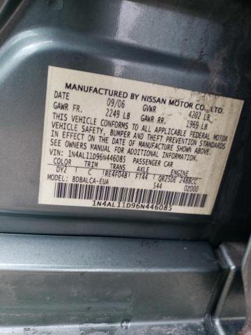 1N4AL11D96N446085 - 2006 NISSAN ALTIMA S GREEN photo 12