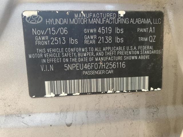 5NPEU46F07H256116 - 2007 HYUNDAI SONATA SE GRAY photo 12