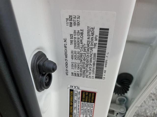 5J6RW1H88HL000886 - 2017 HONDA CR-V EXL WHITE photo 13