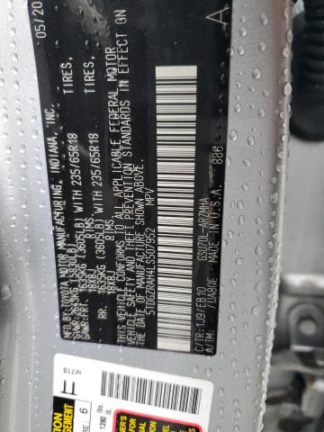 5TDGZRAH4LS507952 - 2020 TOYOTA HIGHLANDER XLE SILVER photo 12