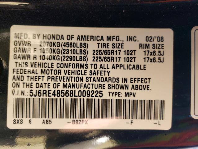 5J6RE48568L009225 - 2008 HONDA CR-V EX BLACK photo 13