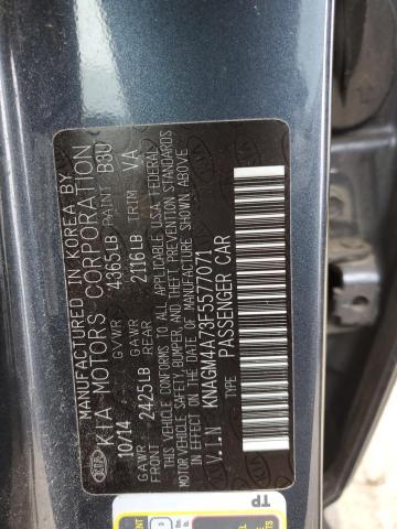 KNAGM4A73F5577071 - 2015 KIA OPTIMA LX BLUE photo 12