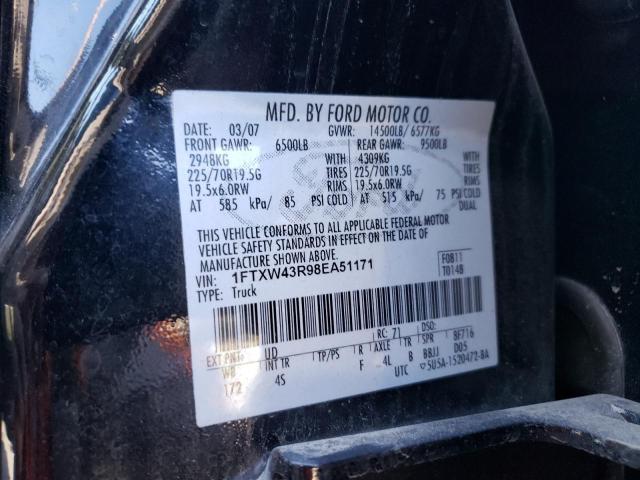 1FTXW43R98EA51171 - 2008 FORD F450 SUPER DUTY BLACK photo 12