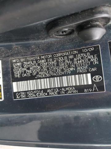 JTKDE3B79A0309779 - 2010 TOYOTA SCION TC გრაფიტი ფოტო 12